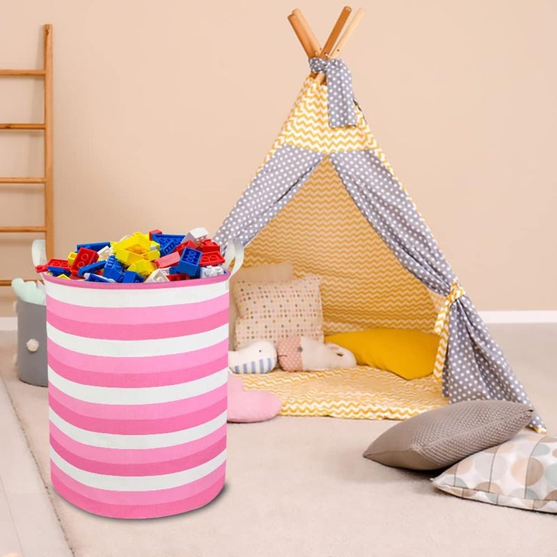 CLOCOR Pink Laundry Basket,Baby Girl Clothes Hamper for Nursery,Collapsible Toy Storage Bin with Handles, Room Decor,Waterproof Storage Basket(Pink Hamper) - Image 4